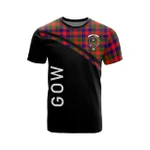 Scottish Gow (of Skeoch) Clan Badge Tartan T-Shirt Curve Style - BN