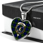 Scottish Gunn Modern Clan Badge Tartan Necklace Heart Style