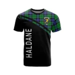 Scottish Haldane Clan Badge Tartan T-Shirt Curve Style - BN