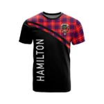 Scottish Hamilton Clan Badge Tartan T-Shirt Curve Style - BN