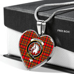 Scottish Hepburn Clan Badge Tartan Necklace Heart Style