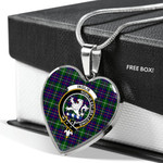Scottish Inglis Modern Clan Badge Tartan Necklace Heart Style