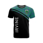 Scottish Irvine Clan Badge Tartan T-Shirt Curve Style - BN