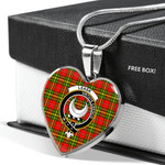 Scottish Leask Clan Badge Tartan Necklace Heart Style