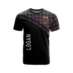 Scottish Logan Clan Badge Tartan T-Shirt Curve Style - BN