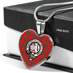 Scottish MacBean Modern Clan Badge Tartan Necklace Heart Style