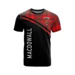 Scottish MacDowall (of Garthland) Clan Badge Tartan T-Shirt Curve Style - BN