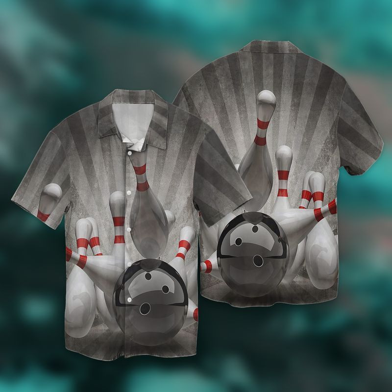 HOT Bowling Sports grey Short Sleeve Hawaiian Shirt1