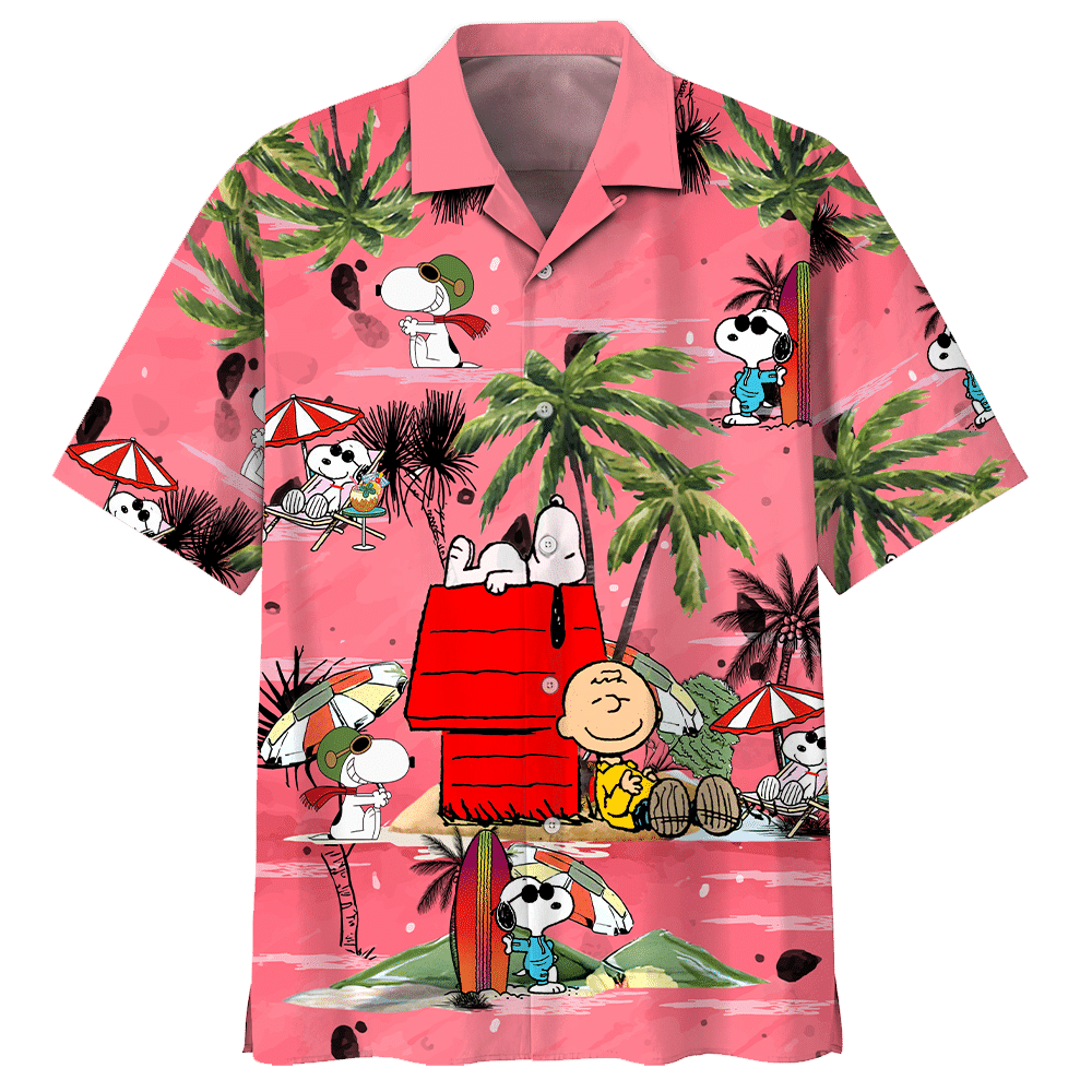 HOT Snoopy And Friend With Summer Pink Short Sleeve Hawaiian Shirt1