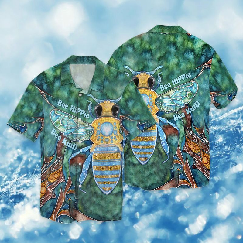HOT Bee Hippie Bee Kind Short Sleeve Hawaiian Shirt1