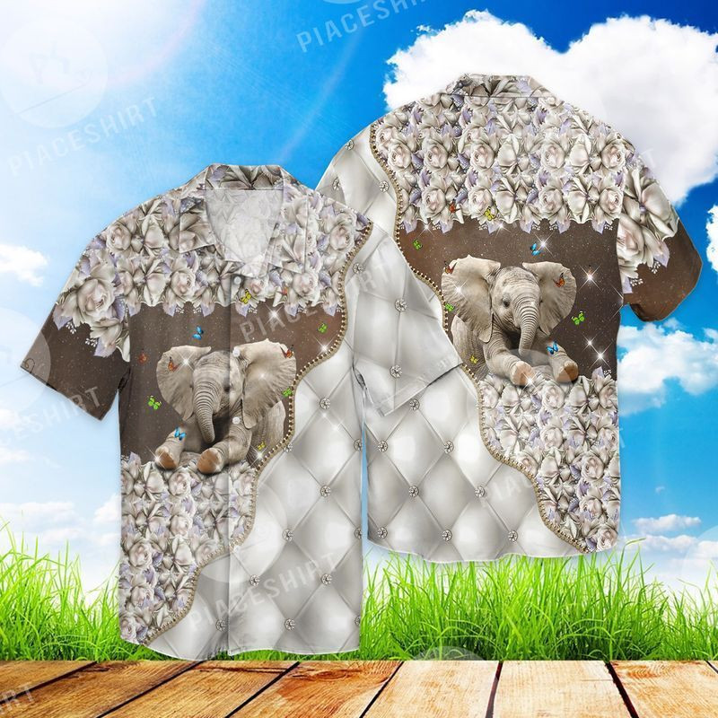 HOT Elephant Diamond Short Sleeve Hawaiian Shirt1