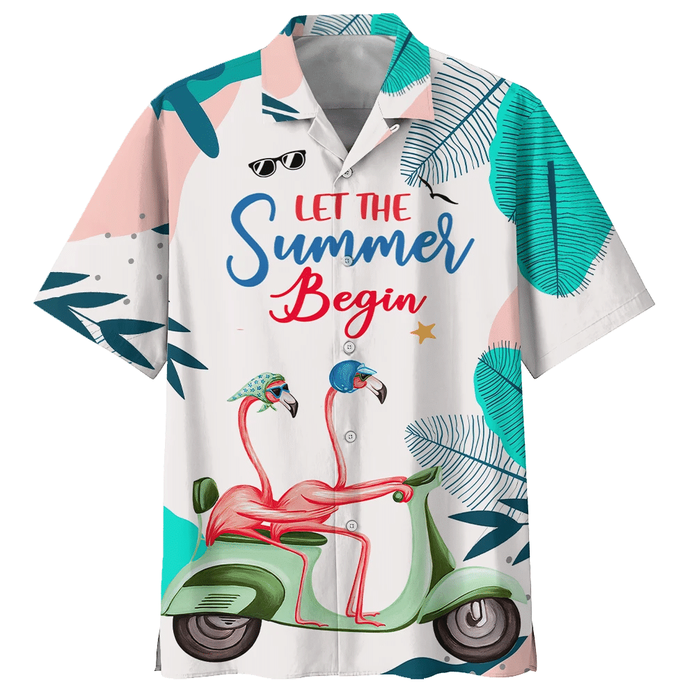 HOT Flamingo Motorcycles Let The Summer Begin Short Sleeve Hawaiian Shirt1