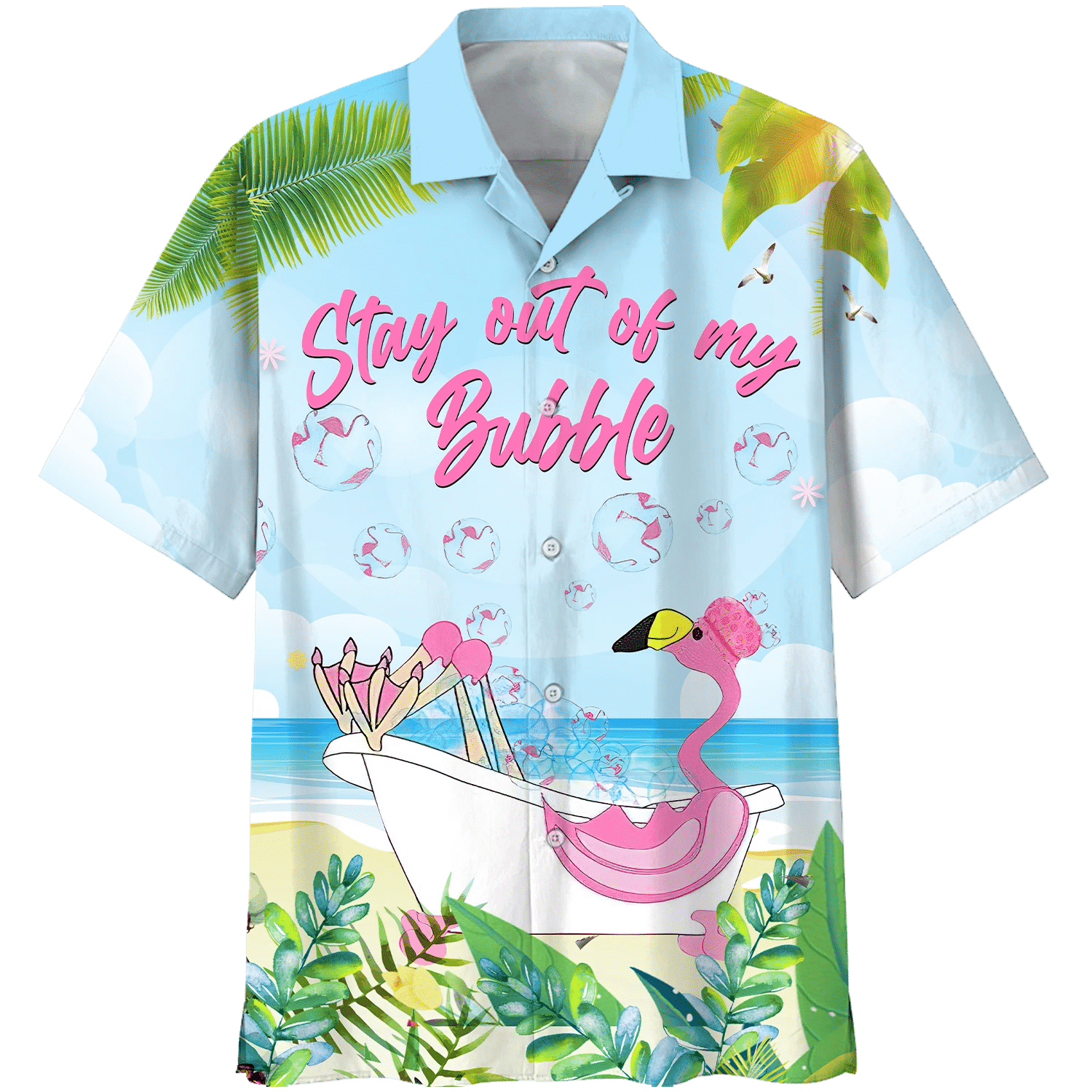 HOT Flamingo Stay Out Of My Bubble Short Sleeve Hawaiian Shirt1