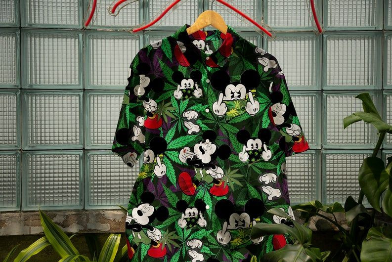 HOT Mickey Mouse Movies Disney Weed Short Sleeve Hawaiian Shirt1