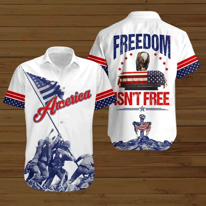HOT Memorial Day American Flag Freedom Isn't Free Short Sleeve Hawaiian Shirt1