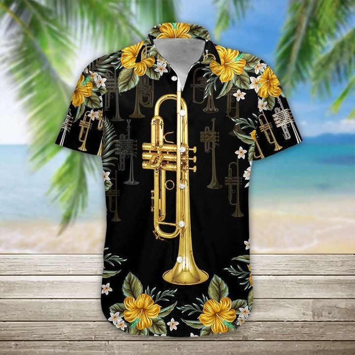HOT Trumpet Musical Instrument Short Sleeve Hawaiian Shirt2