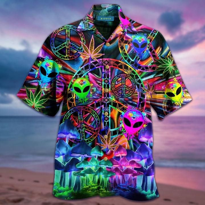 NEW Alien colorful hippie Short Sleeve Hawaii Shirt2