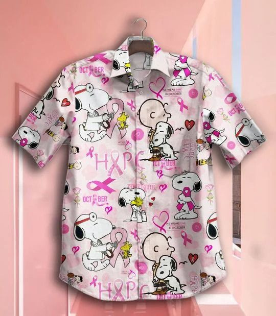 NEW Snoopy Breast Cancer Awareness Pink Short Sleeve Hawaii Shirt1