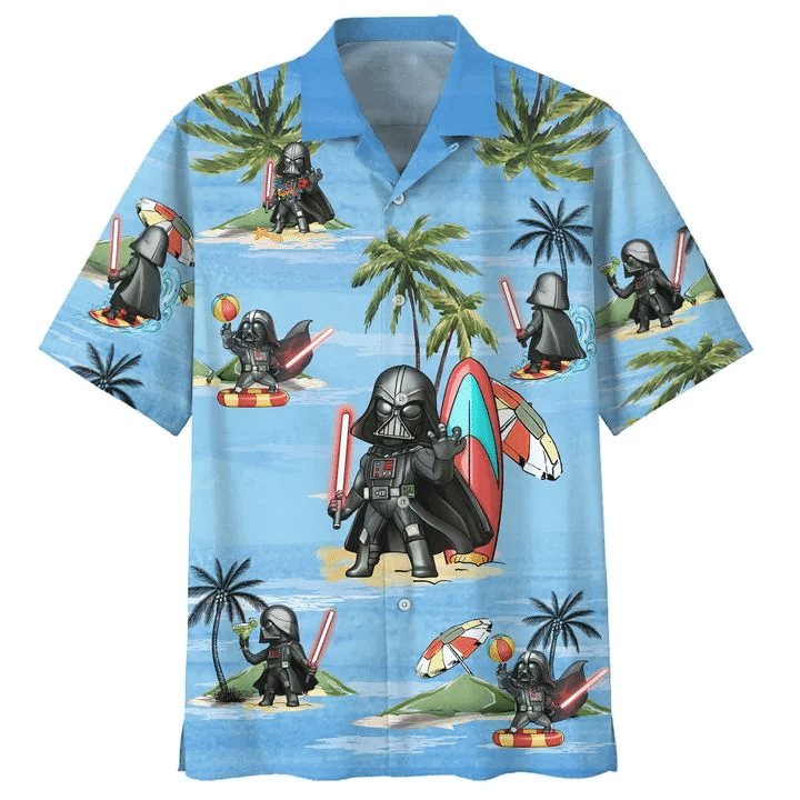 NEW Darth Vader Summer Time Blue Short Sleeve Hawaii Shirt2