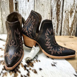 Women's Leather Block Heel Western Boots