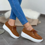 Women's Wedge Lace Up Round Toe Comfortable Shoes