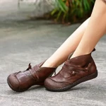 Woman Fashion Flat Heel Casual Leather Boots