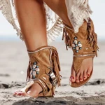 Women's Bohemian Fringed Toe Flat Sandals