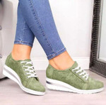 WOMEN BREATHABLE MESH LACE-UP CASUAL SHOES