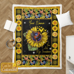 Rooster Sunflower Sunflower Sherpa Blanket Custom Personalize Your Name