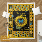 ButterflySunflower Sherpa Blanket Custom Personalize Your Name
