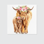 Highland Cow Mom and Baby Square Canvas