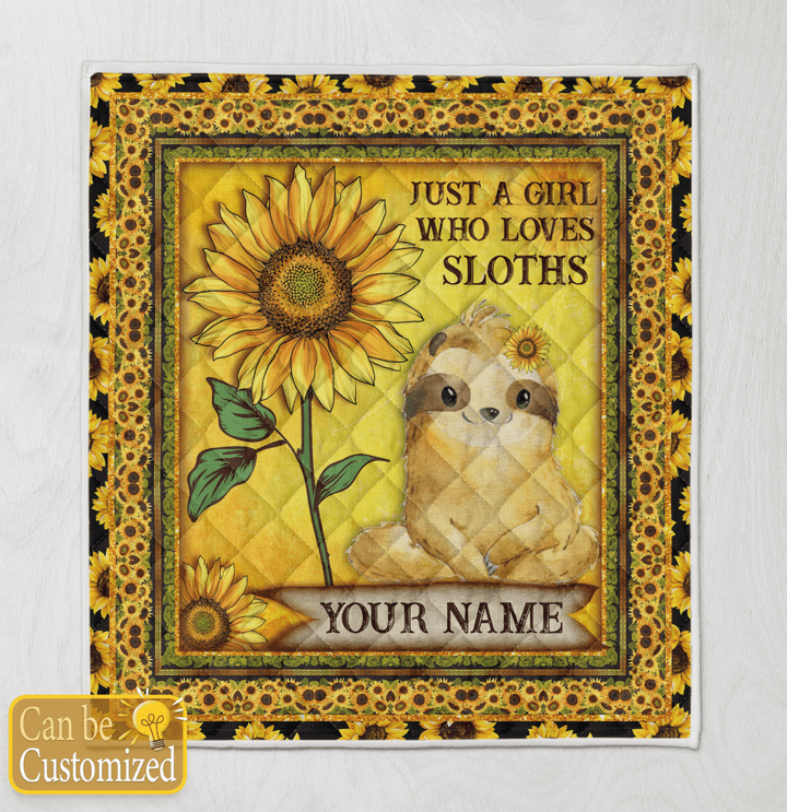 Sloth Sunflower Personalized Name Quilt