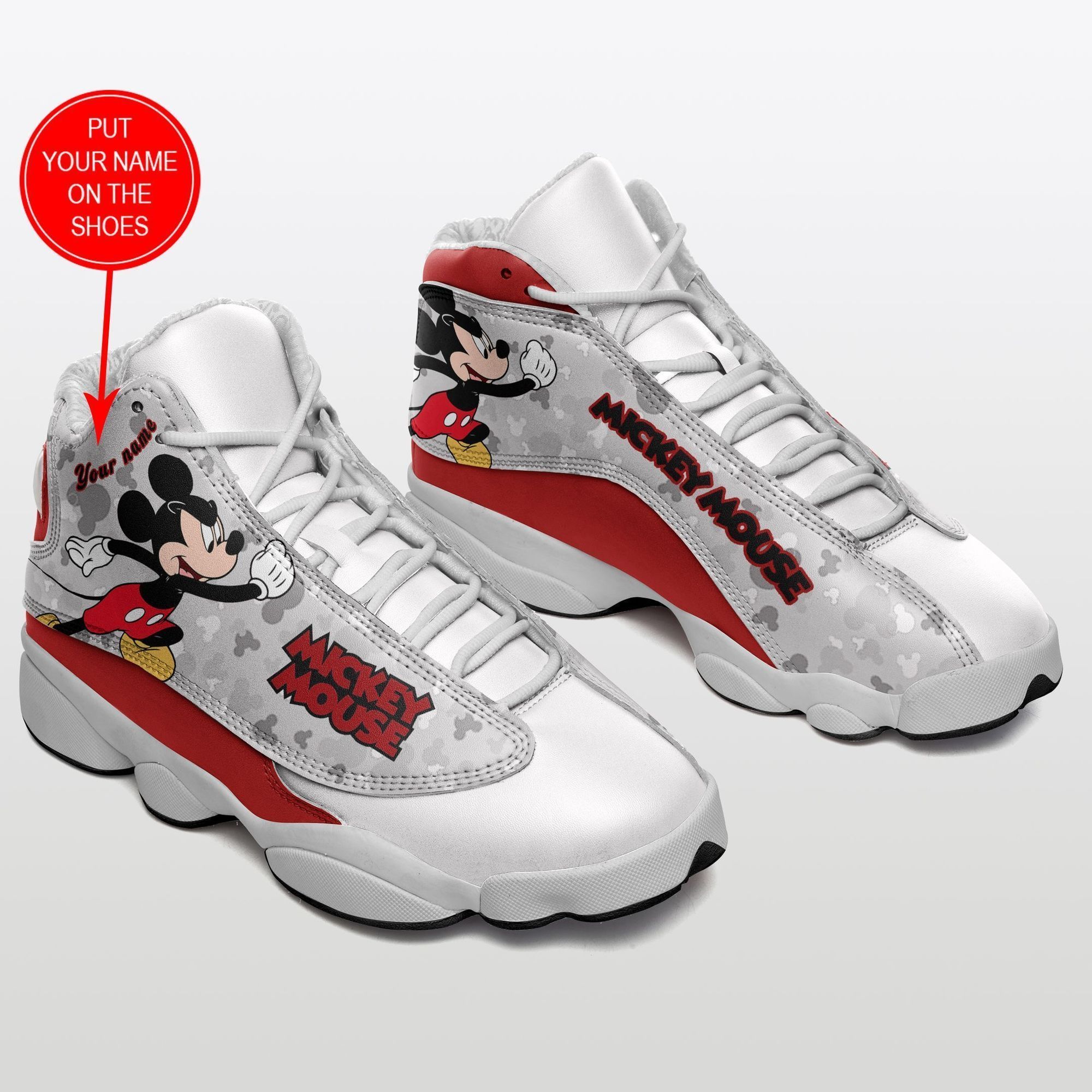 Custom name -disney mickey mouse leather shoes- disney mickey sport shoes- lover gift- printed shoes ver8 air jordan 13 shoes  men and women size  us