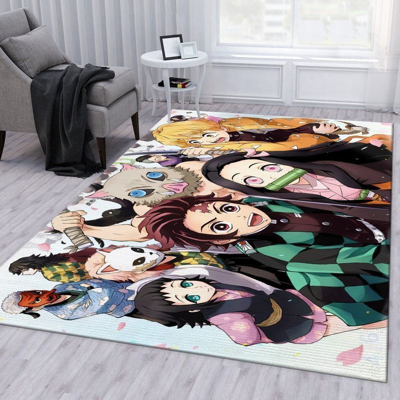 Demon slayer anime characters v4 area rug living room rug home decor floor decor