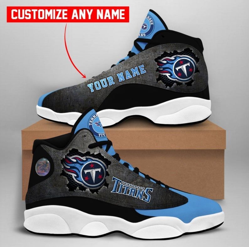 Personalized tennessee titans nfl big logo football team sneaker 2 for lover air jordan 13 shoes  men and women size  us