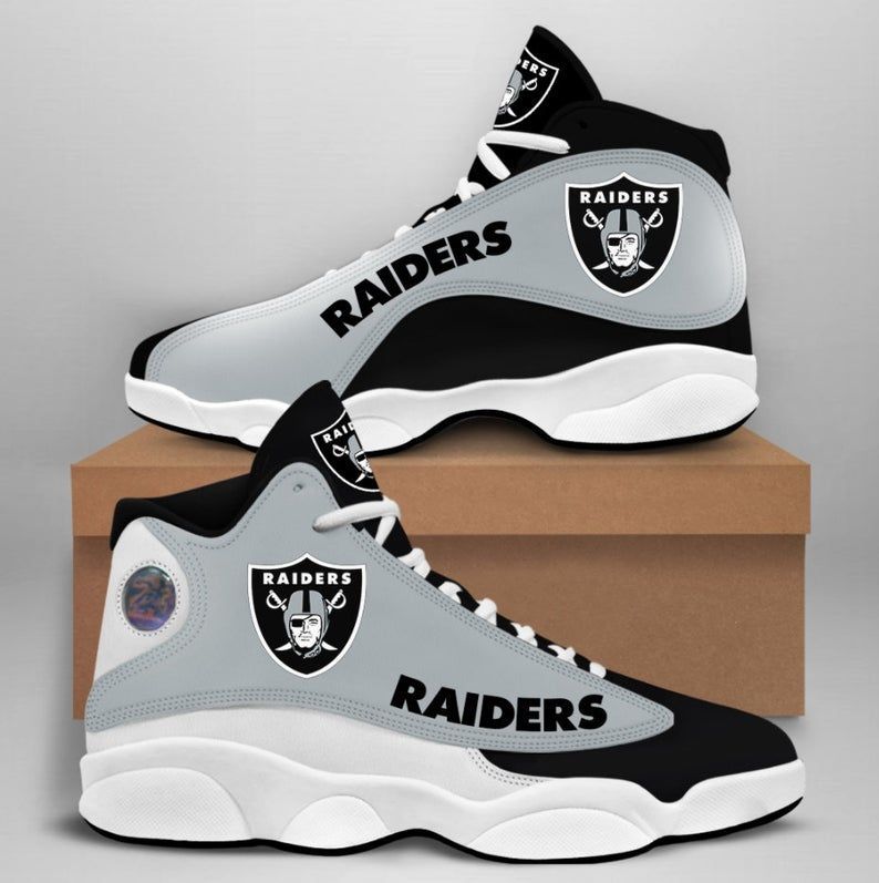 Oakland raiders nfl big logo football team sneaker 8 for lover air jordan 13 shoes  men and women size  us