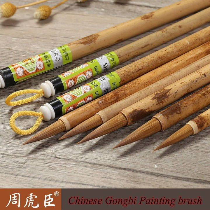 1piece Zhou Hu Chen Chinese Painting Gongbi Brush Pen Chinese Ink Gong  Bi Brush Mo Bi Weasel Hair China  Painting Supplies