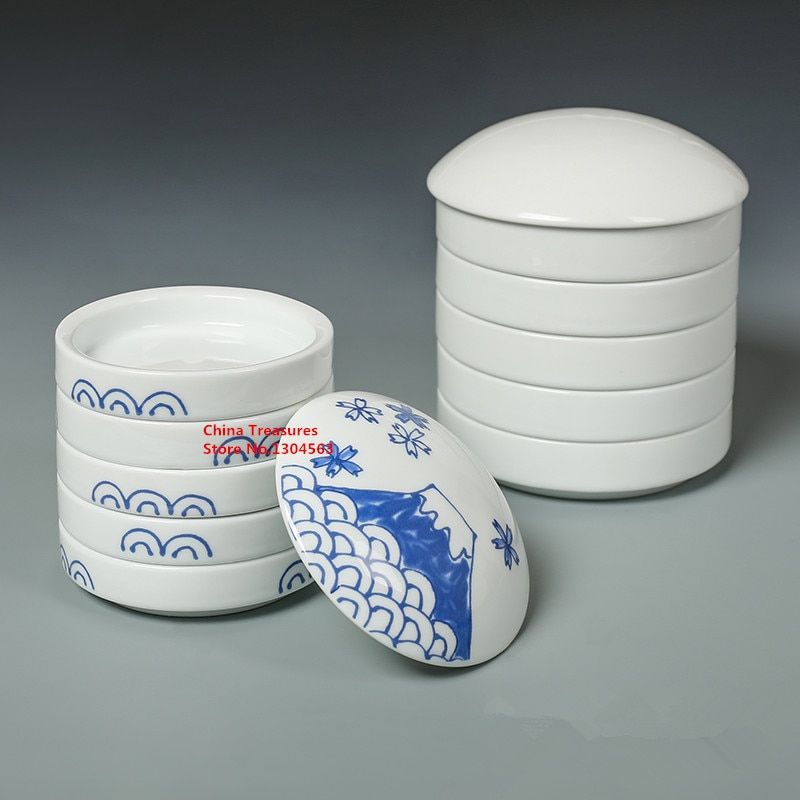 5 layer=1set ,Calligraphy Tool Ceramic Color palette Ink Plate Paint Dish Chinese Painting Supplies