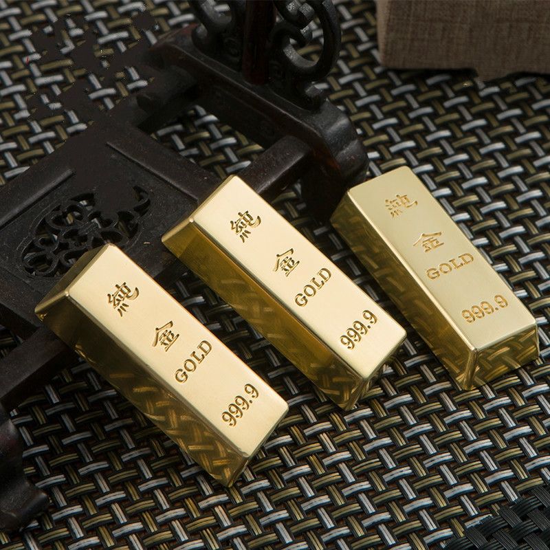 Brass Paperweights Creative Metal Simulation Gold Bar Paper Weight Chinese Classical Lucky Calligraphy Paperweights Decoration