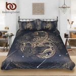 GoldcorpionQueen MeteorcorpioConstellation et Bohemian Print Black Bedclothes3D Customize Bedding Set Duvet Cover SetBedroom Set Bedlinen