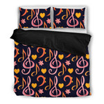 Pink & Orange Musicymbols 3D Customize Bedding Set Duvet Cover SetBedroom Set Bedlinen