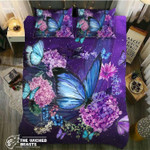 DefaultPurple Hydrangeas Butterfly3D Customize Bedding Set Duvet Cover SetBedroom Set Bedlinen