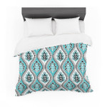 Jacqueline Milton "Oak LeafTurquoise" Floral Blue Cotton3D Customize Bedding Set Duvet Cover SetBedroom Set Bedlinen