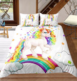 Rainbow Unicorn On A Rainbow 3D Customize Bedding Set Duvet Cover SetBedroom Set Bedlinen