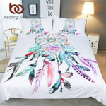 DreamcatcherQueen Beautiful FeathersBohemian Bedclothes White et3D Customize Bedding Set Duvet Cover SetBedroom Set Bedlinen