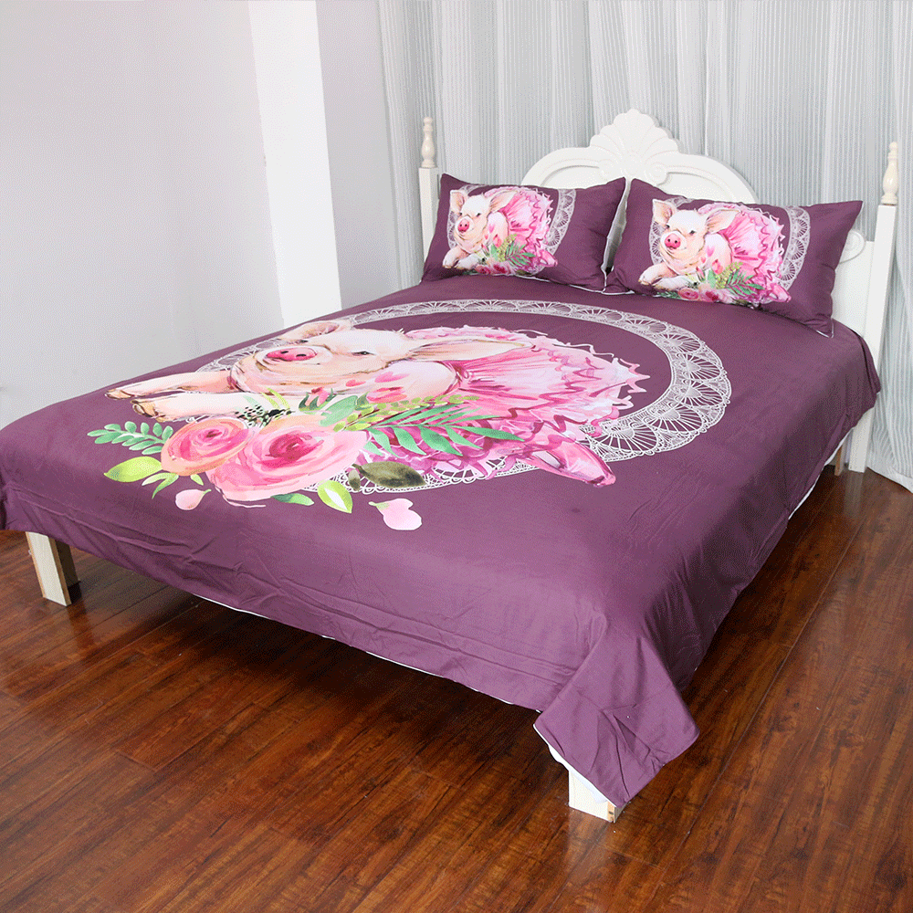 Ball Pig Pink Roses PQ 9036 PQ ART HOP 3D Customized Bedding Sets Duvet Cover Bedlinen Bed set