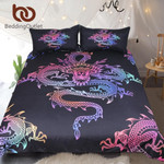 Dragon  King Colorful Printed Boys  Black Home Textiles Lucky Microfiber Bedclothes 3D Customize Bedding Set/ Duvet Cover Set/  Bedroom Set/ Bedlinen