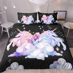 Pastel Unicorn Couple With Crystals In The Clouds 3D Customize Bedding Set Duvet Cover SetBedroom Set Bedlinen
