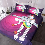 Rainbow Unicorn Holding A Hearts Gun 3D Customize Bedding Set Duvet Cover SetBedroom Set Bedlinen