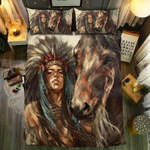 Indian Girl With Black Horse3D Customize Bedding Set Duvet Cover SetBedroom Set Bedlinen